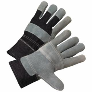 Anchor Brand Leather Palm Denim Back Gloves, Large, Pearl Gray w/Stripes (101-2020)