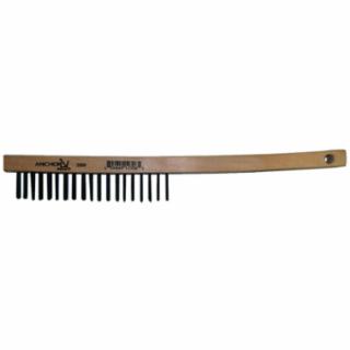 Anchor Brand 102-388 Hand Scratch Brushes, 3 X 19 Rows, Carbon Steel Bristles, Curved Wood Handle