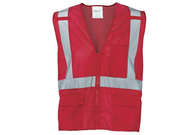 Ironwear® 1284FR-RZ-RD Economy Hi-Vis Red Flame-Resistant Vest -Large