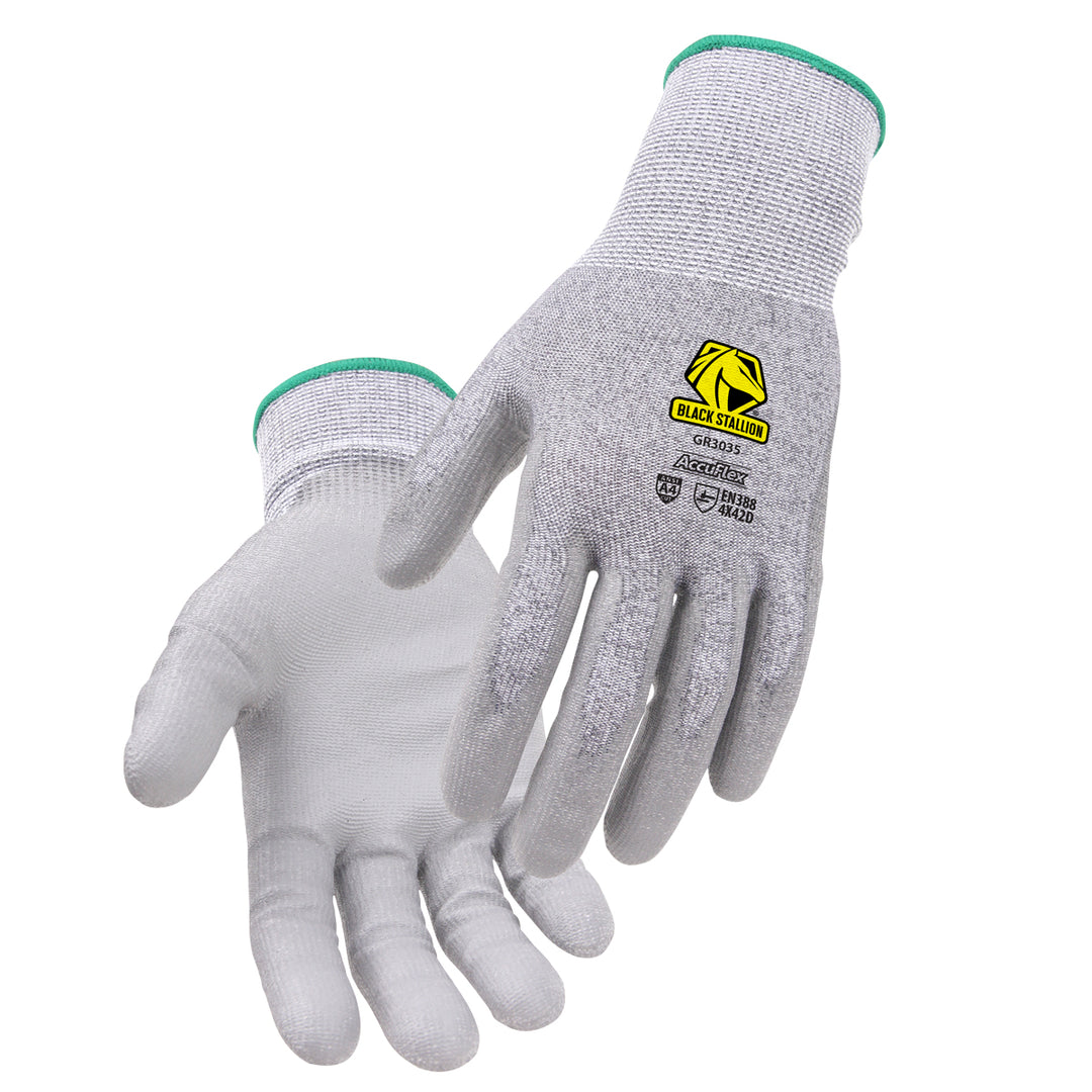 Black Stallion GR3035-GY AccuFlex A4 Cut-Resistant PU-Coated Knit Glove, Gray, 2X-Large - Pkg 12
