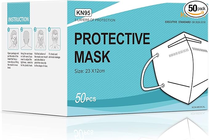 KN95 White Face Mask 50 Pcs Disposable Respirator