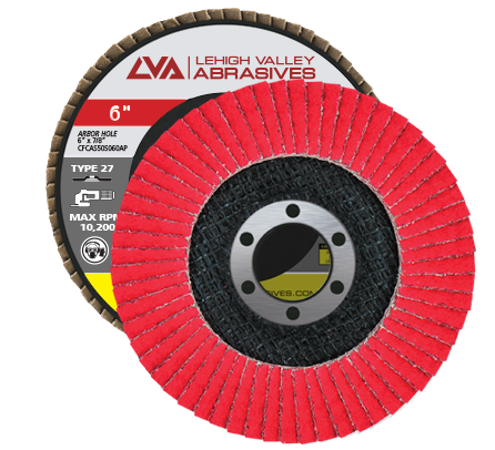 Lehigh Valley Abrasives FDJ6-36CF - 6" x 7/8" Flap Disc, Ceramic, Type 27, 036 Grit, 10,200 RPM (CFFAS60J036CP)