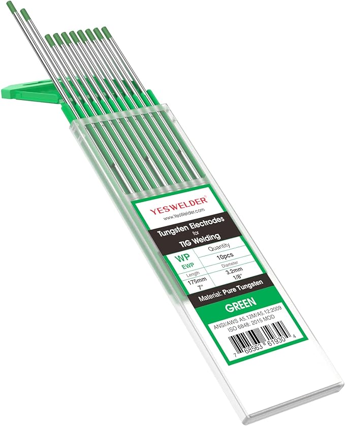 Weldmark Green Pure 1/8 x 7" Tungsten 10/pk WP07WP125 (WP-3.2)