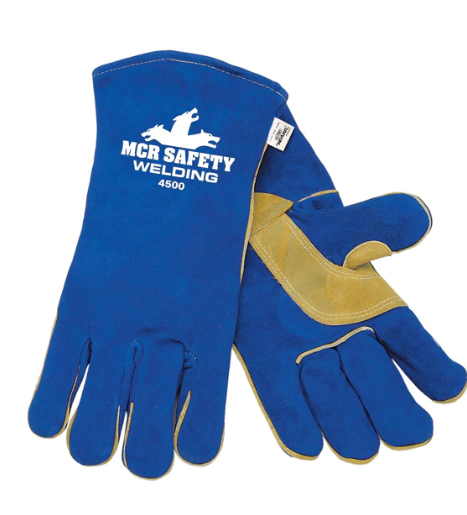 MCR Safety 4500 XXL 13-Inch Memphis Split Cow Leather Welder Men's Gloves with Self Hemmed Cuff, Blue, 12 Pairs