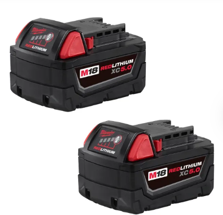 Milwaukee M18 18-Volt Lithium-Ion XC Extended Capacity 5.0 Ah Battery Pack (2-Pack) 48-11-1852