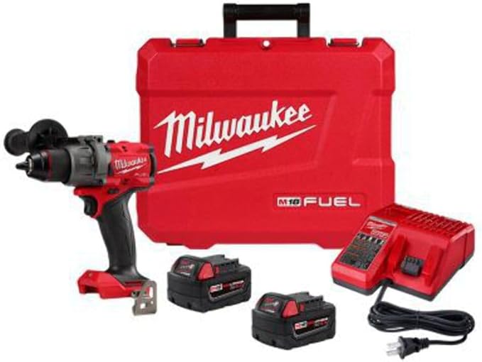 Milwaukee M18 FUEL 18V Lithium-Ion Brushless Cordless 1/2 in. Hammer Drill Driver Kit with Two 5.0 Ah Batteries and Hard Case (2904-22)