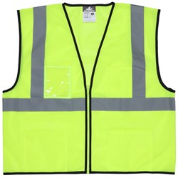 MCR Safety VCL2SLX3 Safety Vest, Class 2, Value, Poly, 2" Silver Stripe, Lime, Size 3X-Large