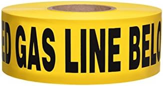 Non-Detectable Magnetic Burial Tape, Black Letters on Yellow 3 in. x 1000 ft. "Caution Buried Gas Line Below" (86831)
