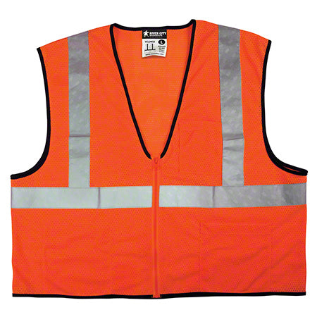 Ironwear 1284FR-Z-RD Orange Safety Vest: Class 2, Fire Retardant, with Zipper, X-Large