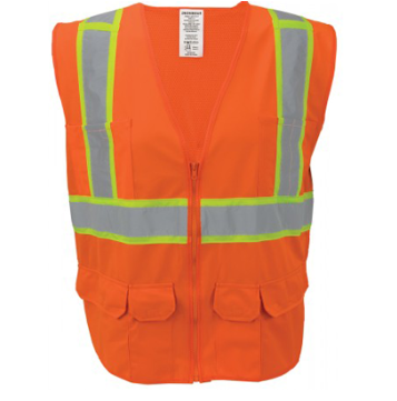 Ironwear® 1277FR-Z-RD Class 2 Hi-Vis Orange Flame Resistant Surveyor Vest – X-Large