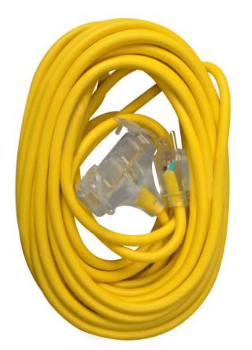 Southwire 12/3 SJTW 50' Yellow Tritap Outdoor Extension Cord with Power Light Indicator (4188SW8802)