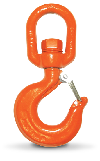 Campbell 3953215PL #12 Swivel Hoist Hook w/Latch - 15 Ton Working Load Limit - Alloy Steel - Painted Orange