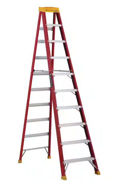 Louisville Ladder 10 ft. Fiberglass Step Ladder with 300 lbs. Load Capacity Type IA Duty Rating (L-3016-10)