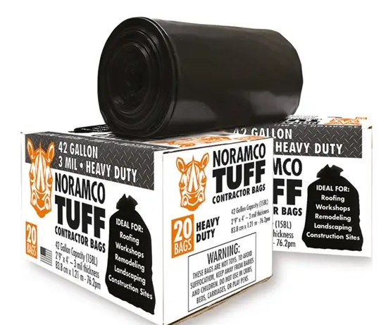 Normaco Tuff 42 Gallon Contractor Trash Bags 3 Mil Heavy Duty 20 Count OPT-TUFF20