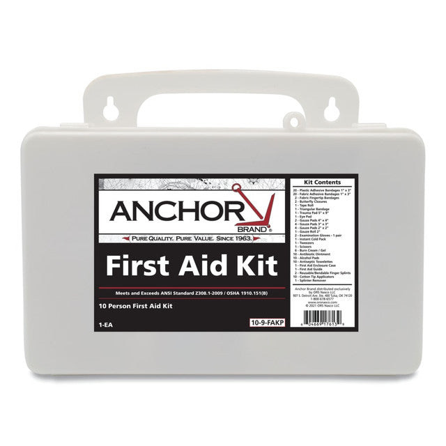 Anchor - 10 Person First Aid Kit, ANSI, Plastic (101-10-9-FAKP)