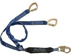 FallTech 8241Y WrapTech 6' Shock Absorbing Lanyard, with 1 Snap Hook and 2 Carabiners (8241Y)