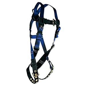 FallTech 7016 Contractor Full Body Harness with 1 D-Ring and Tongue Buckle Leg Straps, Universal Fit