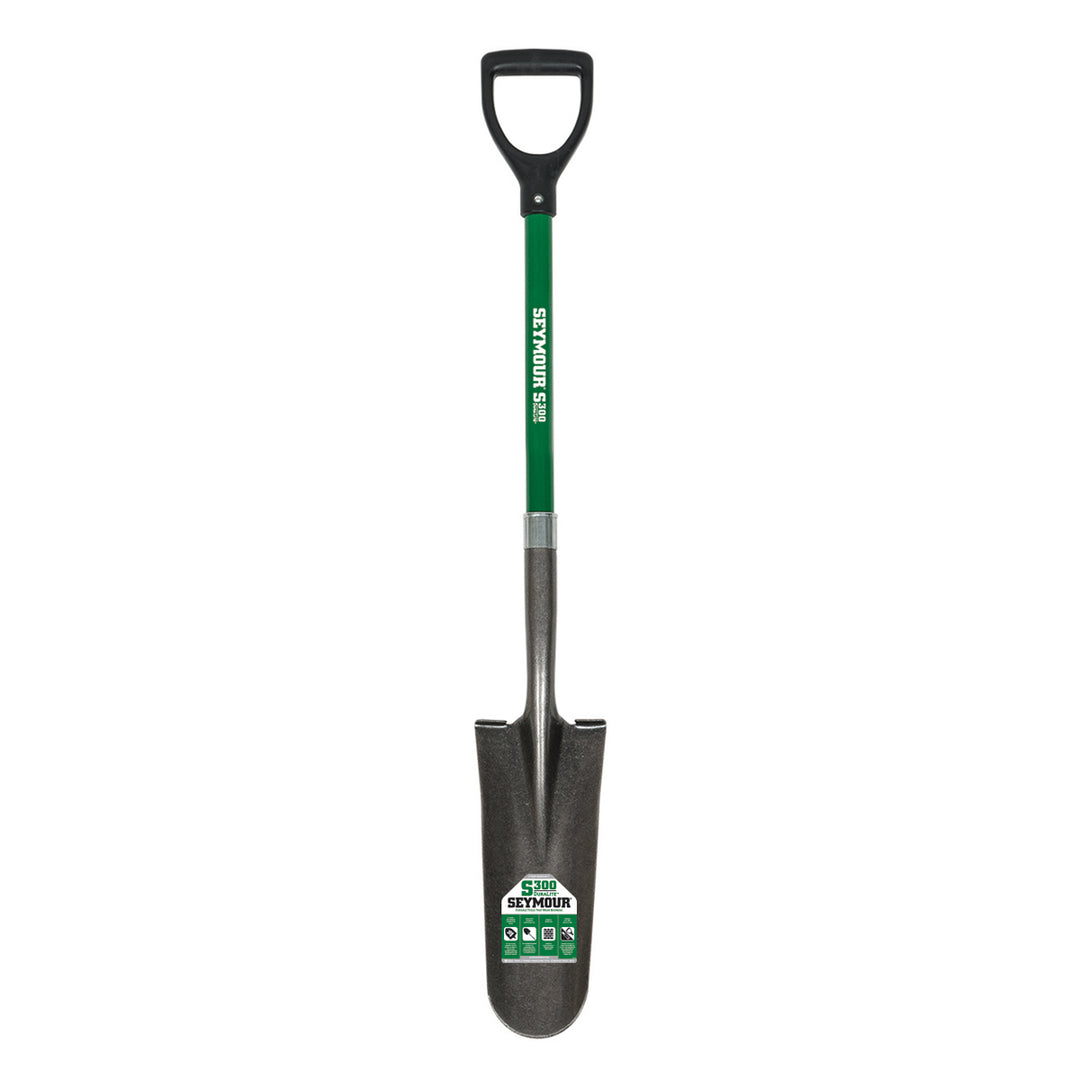 Seymour Drain Spade, 26" Green Fiberglass Handle, Poly D-Grip 49437