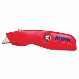Irwin (586-2088600) Self-Retracting Safety Knife, 6 in L, Bi-Metal Blade, Aluminum, Red
