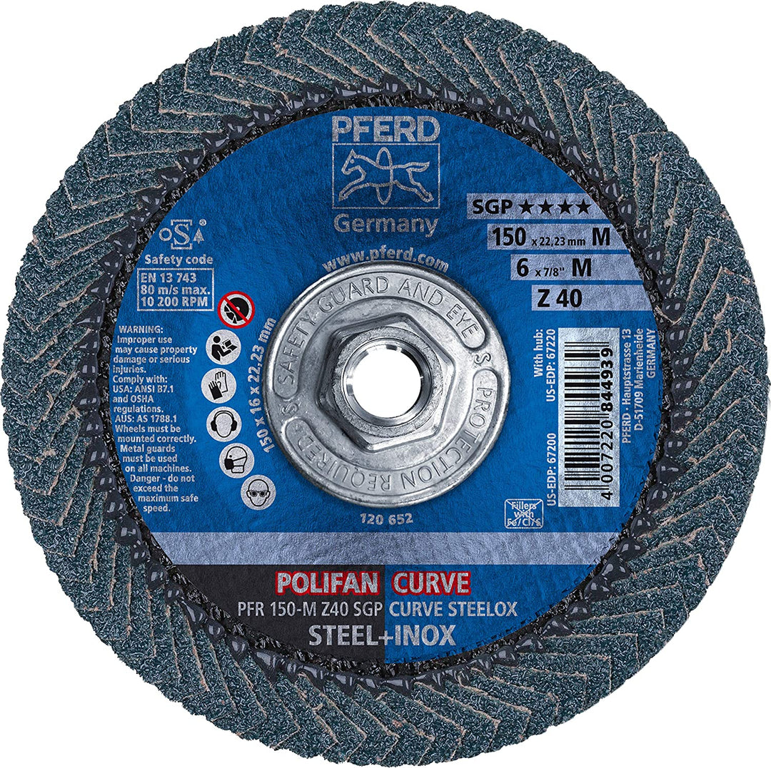 PFERD 6'' x 5/8-11 POLIFAN Curve Flap Disc (67220)