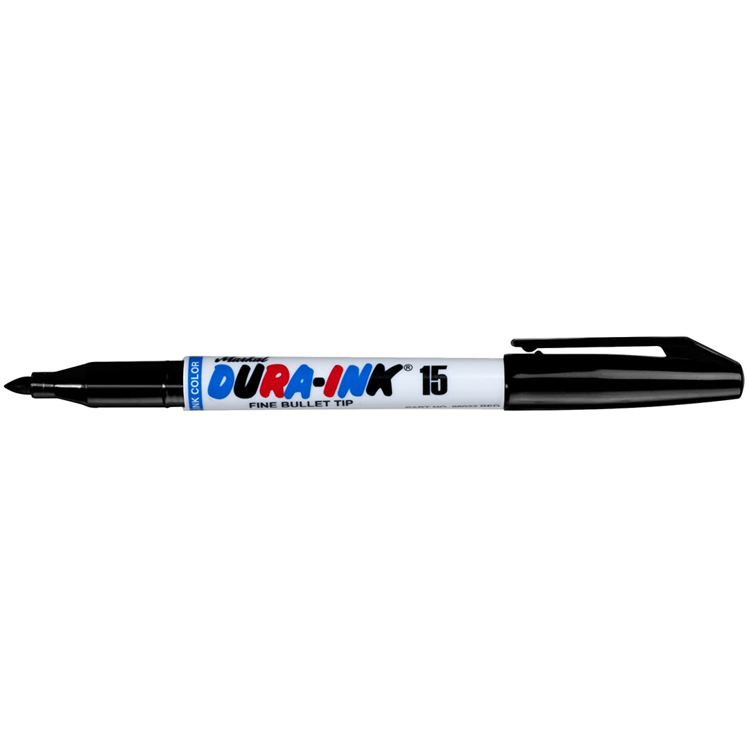 Markal 96023 Dura-Ink 15 Permanent Ink Marker with Fine Bullet Tip, Black (Pack of 12)