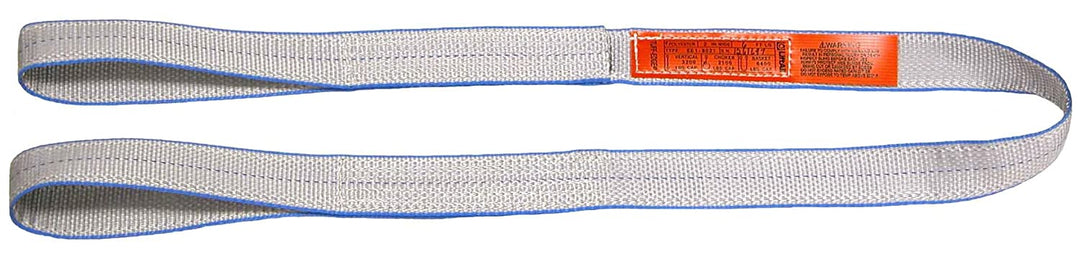 Lift-All Company EE2802TFX8 Tuff-Edge Web Sling, Flat Eye and Eye, 2-Ply, 2" x 8', Silver