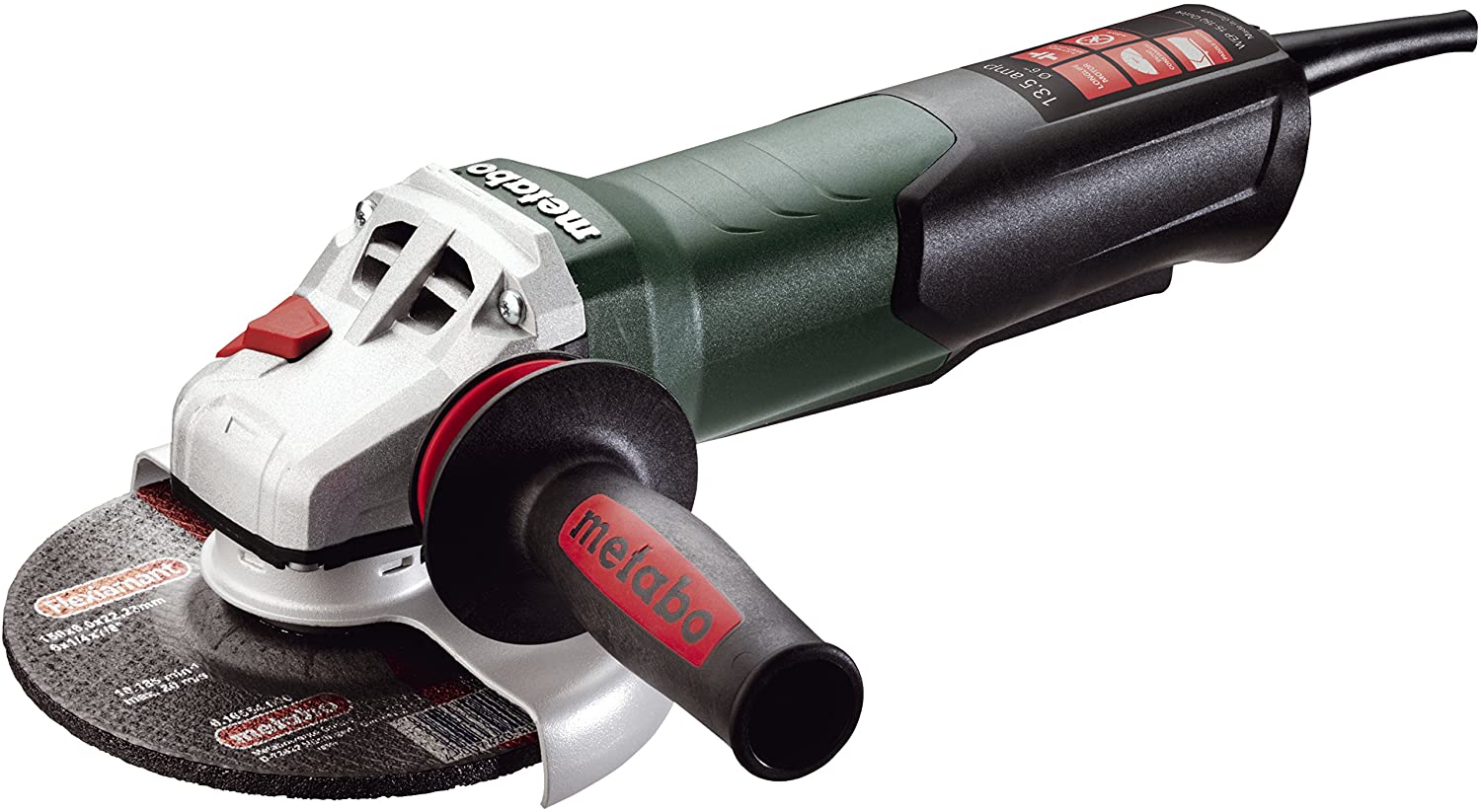 Metabo 6-Inch Angle Grinder, 13.5 Amp, 9,600 RPM, Electronics, Non-locking Paddle Switch, Made in Germany, WEP 15-150 Quick, 600488420, Green