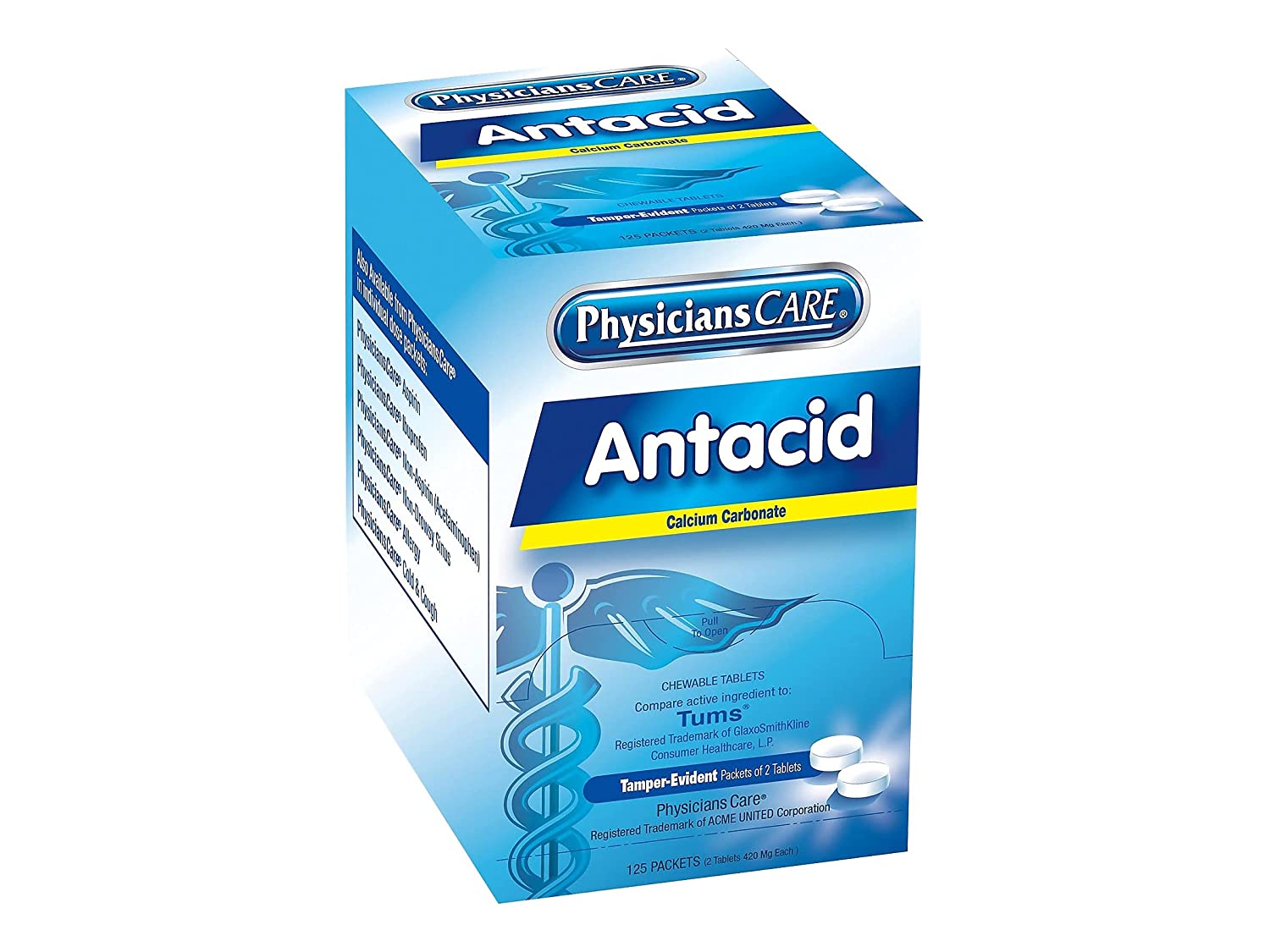 Acme United 90110 First Aid Only PhysiciansCare Antacid, 125 x 2/Box