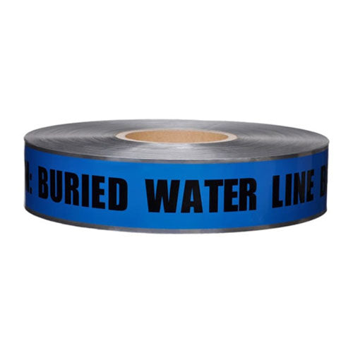 T&T Tools Presco underground detectable tape: 6 in. x 1000 ft. (blue with black "caution buried water line below" printing) (D6105B52-457)