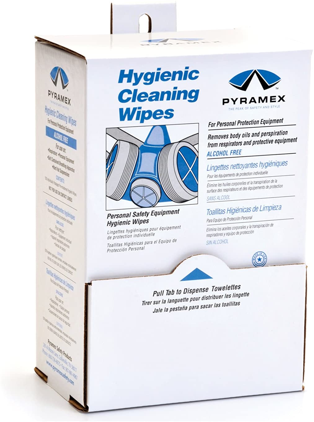 Pyramex Hygienic Alcohol Free Wipes, 5" x 8", 100 Wipes