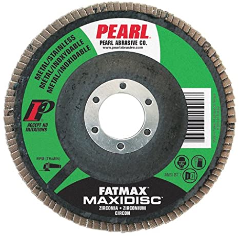 Pearl Abrasive 4-1/2 x 7/8 Fatmax™ Zirconia Maxidisc™ Flap Discs for Metal/Stainless Steel, Type 29 Shape (MAX4540ZJ9)