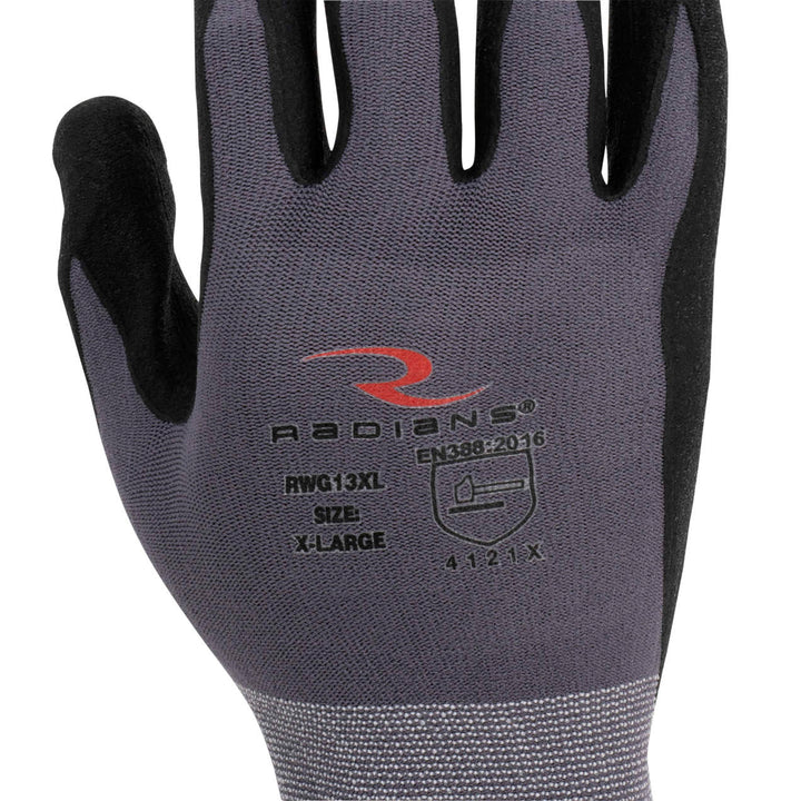 Radians RWG13XXL Foam Nitrile Gripper Gloves, Pair, 2X-Large (Pack of 12)