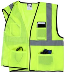 MCR Safety VCL2SLX3 Safety Vest, Class 2, Value, Poly, 2" Silver Stripe, Lime, Size 3X-Large