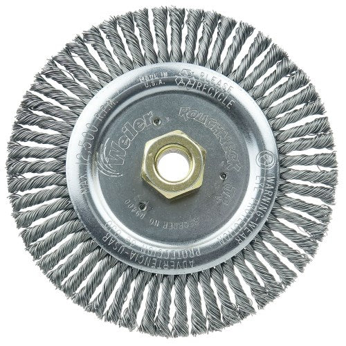 Roughneck Jr. 6" Filler Pass Weld Cleaning Brush, .023" Steel Wire Fill, 5/8"-11 UNC Nut
