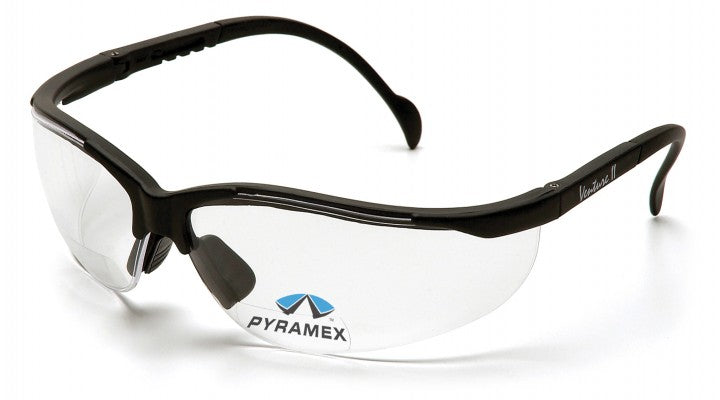 Safety Glasses V2 Readers- Black Frame Clear 1.5+
