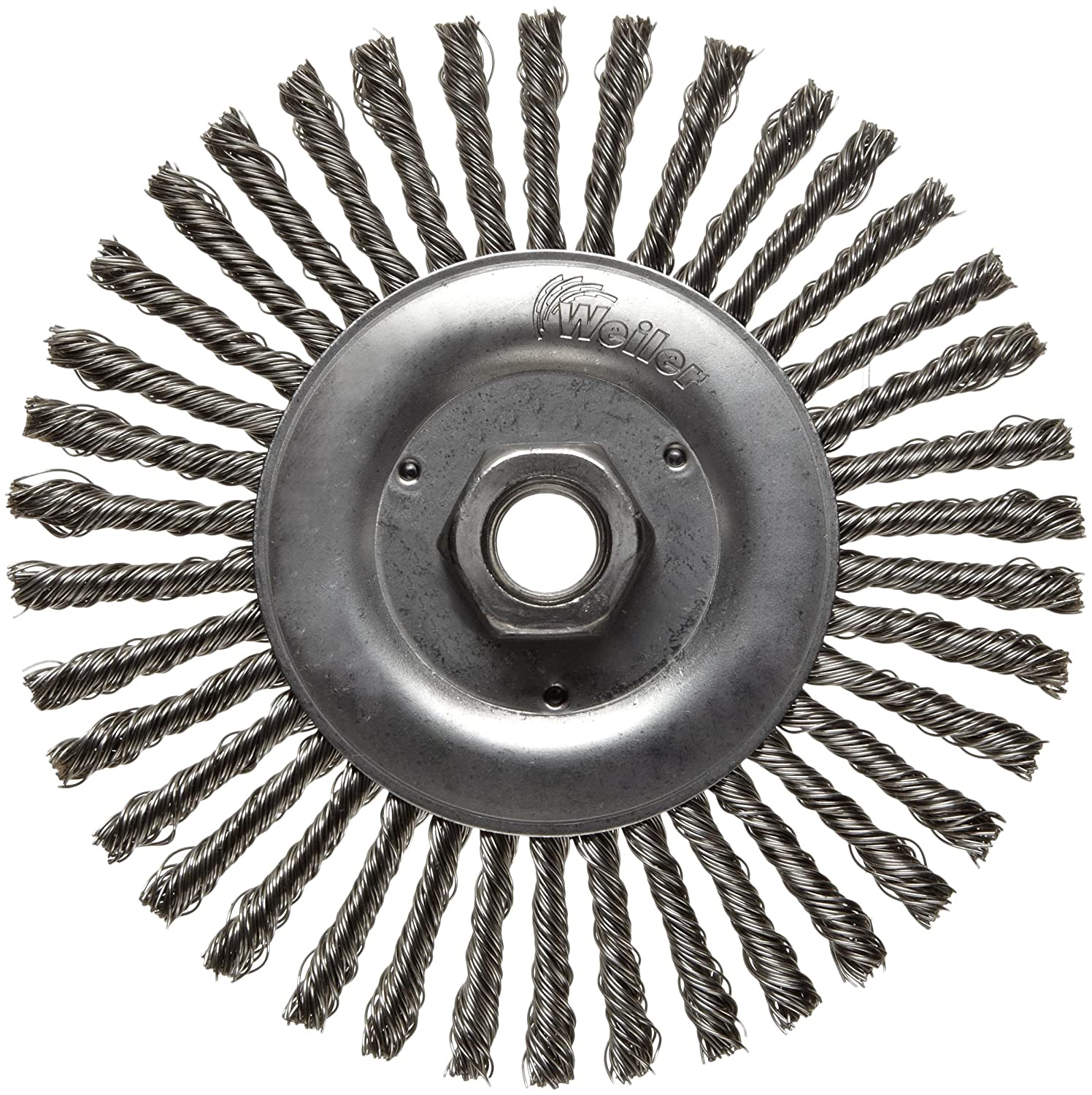 STB-620 6" SS 5/8-11 - Roughneck Jr. 6" Root Pass Weld Cleaning Brush, .020" Stainless Steel Wire Fill, 5/8"-11 UNC Nut
