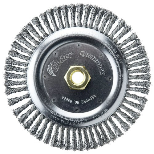 Weiler Roughneck 7-inch Root Pass Weld Cleaning Brush with .020-inch Steel Wire Fill and 5/8"-11 UNC Nut 09000