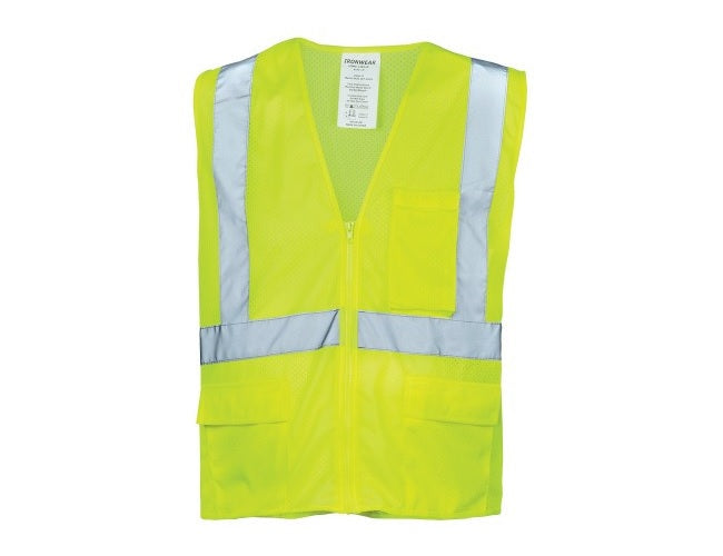 Ironwear Class II Lime Fire Retardant Safety Vest, Large (1284FR-LZ)