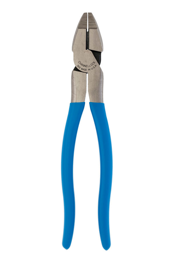 Channellock 369 9.5-Inch Lineman's Pliers, Xtreme Leverage Technology (XLT), Forged from High Carbon Steel, Made in the USA, Blue Handle
