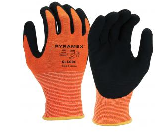 Pyramex GL608CS SandyNitrile 13g HPPE HiVis Org A6 Cut- 2XL