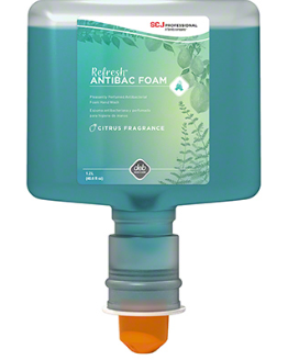 Refresh™ AntiBac FOAM, Signature Citrus Fragrance Antimicrobial Foam Handwash, 1.2L Cartridge, Touch Free, Case of 3 (ANT120TF)