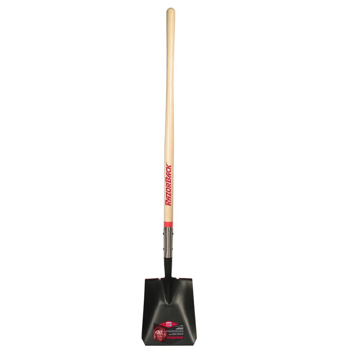RazorBack® 44124 Square Point Shovel With Tab Socket, Steel Blade, 48 in Handle Length, Hardwood Handle