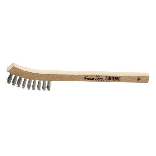 Weiler 95013 Small Hand Wire Scratch Brush, Stainless Steel Fill, Wood Block, 2 x 9 Rows