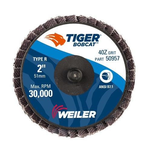 Weiler  50957 2" Bobcat Mini Abrasive Flap Disc, Flat (TY27), Type R Mount, 40Z