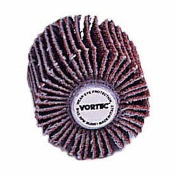 Vortec Pro 30723 Stem Mount Coated Abrasive Flap Wheel, 2 in Dia Wheel, 1 in W Face, 1/4 in Dia Shank, 60 Grit, Medium Grade, Aluminum Oxide Abrasive