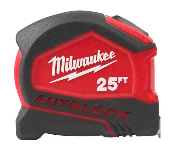 Milwaukee Compact Auto Lock 25 ft. SAE Tape Measure with Fractional Scale and 9 ft. Standout