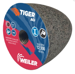 Weiler 68314 Tiger AO Type 16 Round Tip Portable Grinding Cone, A24-R, 3" x 3" x 5/8-11