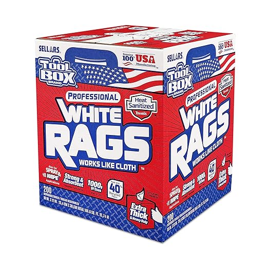 Sellars 58202 ToolBox White Rags Box, 10" x 12" (6 Boxes of 200 Sheets)