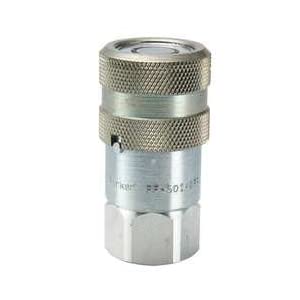 Parker Hannifin FF-371-8FP Series FF Steel Non-Spill Flush Face Hydraulic Quick Coupler with Locking Sleeve and Female Pipe Thread, Push-to-Connect, 3/8" Body Size, 1/2"-14 NPSF Port End, 2.80" Length