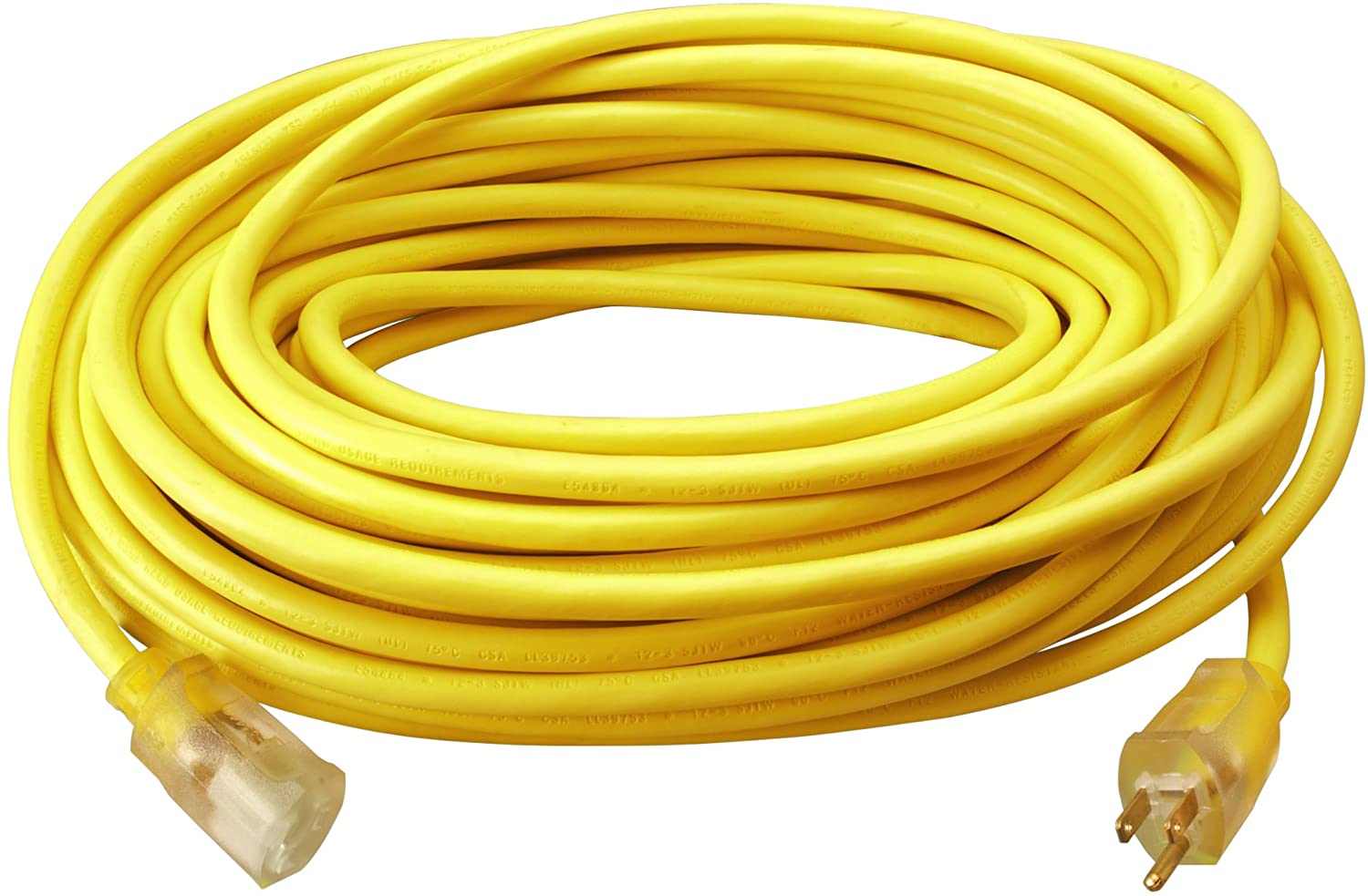 Yellow STJW 15A Lighted Cord Set 12/3 100' (74100)